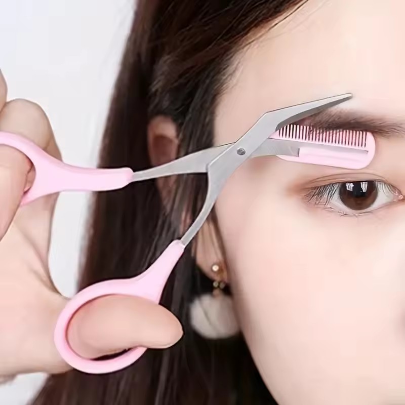 Beauty Makeup Vanity - Sichere Augenbrauenschere mit Kamm, Edelstahl-Wimperntrimmer, tragbarer