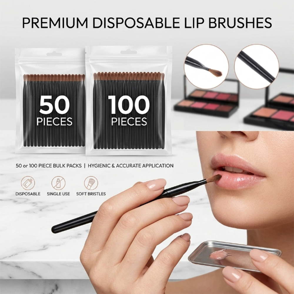 Beauty Makeup Vanity - 50/100 Stück Einweg-Lippenpinsel-Set Lippenstift-Gloss-Applikatoren Make-up-Pinsel Professionelles