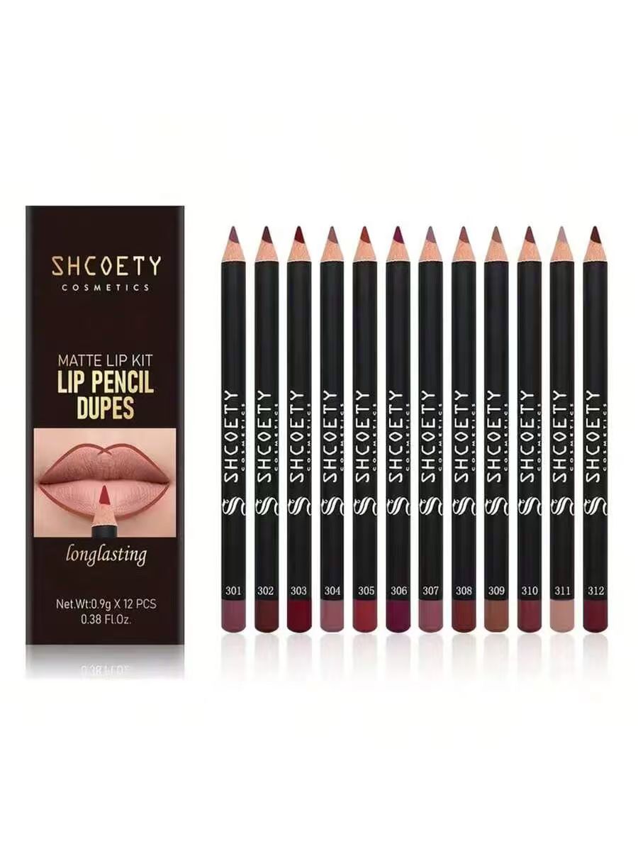 Lip Liner Pencil - SHCOETY Europa und Amerika grenzüberschreitendes 12-Farben-Matt-Lippenstift-Set