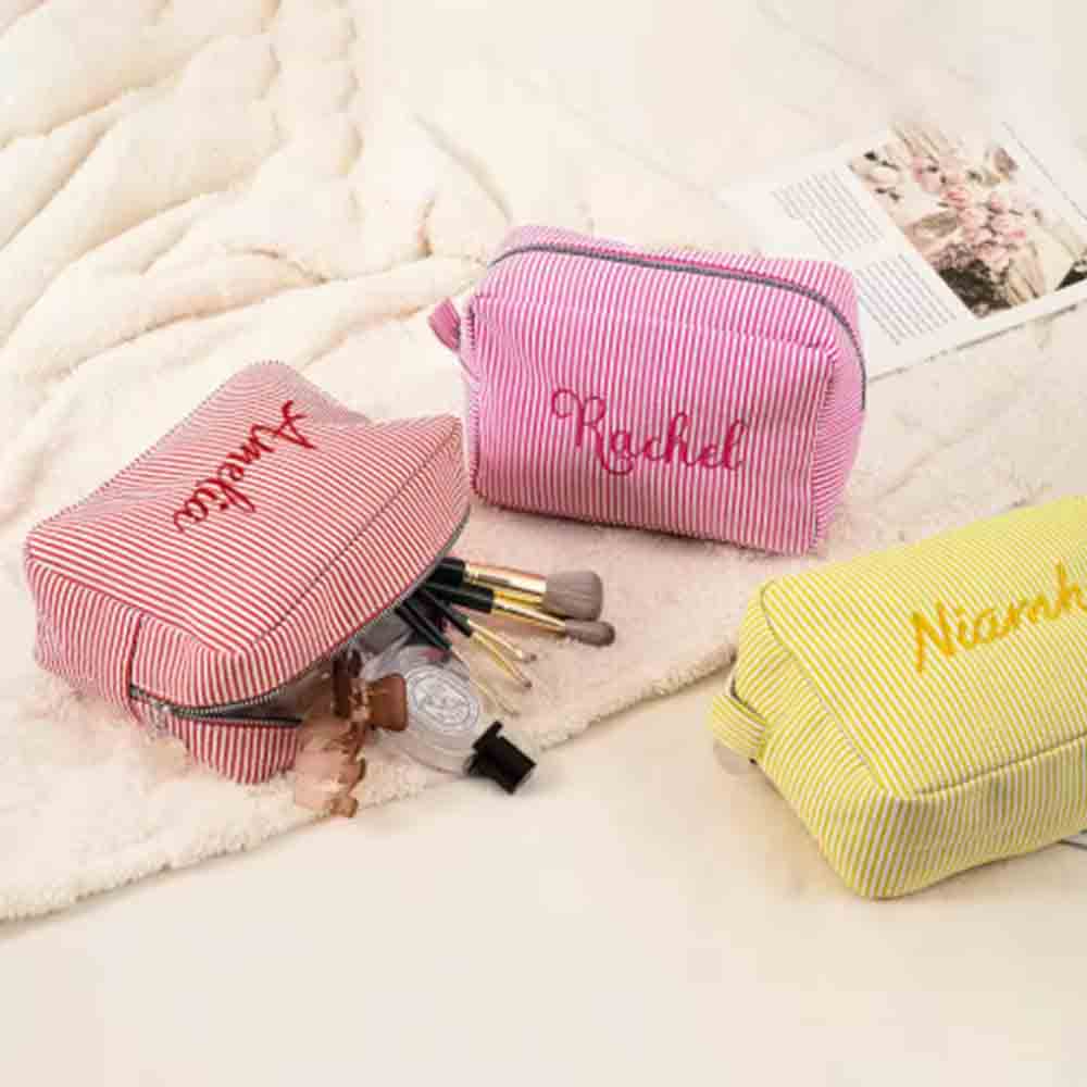 Gestreifte Kosmetiktasche mit  – Beauty Makeup Names Bewertung und Preis